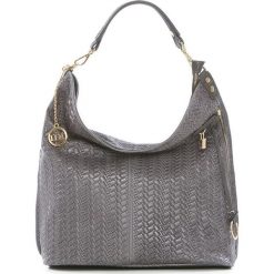 Shopper bag damskie: Skórzana torebka w kolorze antracytowym – 42 x 38 x 17 cm