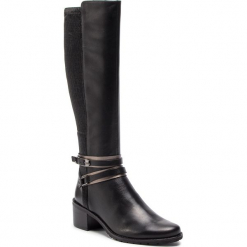 Kozaki CAPRICE - 9-25513-21 Black Nappa 022. Czarne buty zimowe damskie Caprice, z materiału, przed kolano, na wysokim obcasie, na obcasie. W wyprzedaży za 339,00 zł.