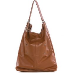 Shopper bag damskie: Skórzana torebka w kolorze jasnobrązowym – 30 x 55 x 15 cm