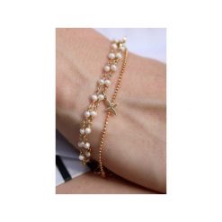 Bransoletka Perły Double złoto. Brązowe bransoletki damskie marki Brazi druse jewelry, z perłą, srebrne. Za 170,00 zł.