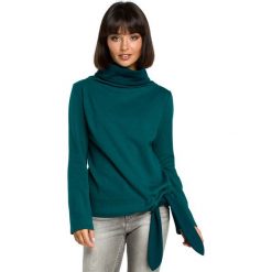Zielona Elegancka Bluza z Wysokim Kołnierzem. Zielone bluzy sportowe damskie marki Molly.pl, s, z długim rękawem, długie. Za 124,90 zł.