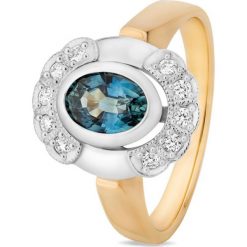 Pierścionek Złoty - złoto 585, Brylant 0,15ct,szafir. Żółte pierścionki damskie W.KRUK, z szafirem, złote. Za 13590,00 zł.