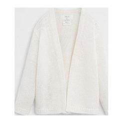 Mango Kids - Kardigan dziecięcy Kate 80-104 cm. Białe swetry dziewczęce Mango Kids, bez wzorów, z dzianiny, bez kołnierzyka, bez rękawów, bez kaptura. Za 69,90 zł.