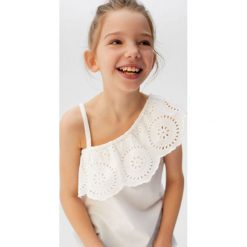 Mango Kids - Bluzka Sweet. Białe bluzki dziewczęce Mango Kids, bez wzorów, z bawełny, bez kołnierzyka, bez rękawów, bez kaptura. Za 69,90 zł.