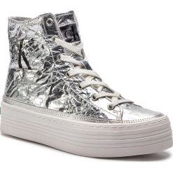Sneakersy CALVIN KLEIN JEANS - Zabrina Metallic Crinkle RE9849 Silver. Szare półbuty damskie marki Calvin Klein Jeans, z jeansu. Za 569,00 zł.