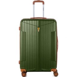 Walizka w kolorze khaki - 107 l. Brązowe walizki Ines de la Fressange, bez wzorów, z materiału. W wyprzedaży za 239,95 zł.