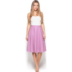 Różowa Szeroka Spódnica Midi z Wzorem. Różowe spódniczki damskie Molly.pl, do pracy, xl, bez wzorów, eleganckie, midi, rozkloszowane. Za 129,90 zł.