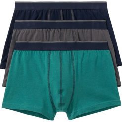 Bokserki (3 pary) bonprix ciemnoniebieski + szary + zielony. Niebieskie bokserki męskie bonprix, bez wzorów. Za 44,97 zł.