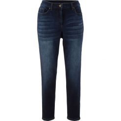 Dżinsy ze stretchem Boyfriend z ozdobnymi zamkami bonprix ciemny denim. Niebieskie boyfriendy damskie bonprix. Za 79,99 zł.