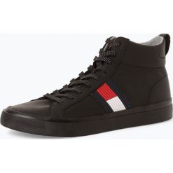 Tommy Hilfiger - Tenisówki męskie z dodatkiem skóry, czarny. Czarne trampki męskie TOMMY HILFIGER, bez wzorów, ze skóry, przed kolano, bez zapięcia. Za 349,95 zł.