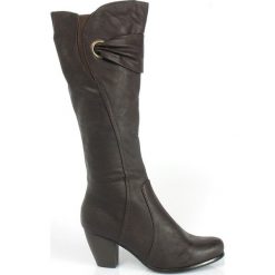 Buty zimowe damskie: SERGIO LEONE Brązowe SMUKŁE KOZAKI