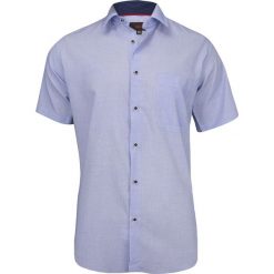 Koszula Męska z Krótkim Rękawem, Krój Prosty, Drobna Kratka, Niebieska KSKWJRL0052. Niebieskie koszule męskie Jurel, m, w kratkę, z bawełny, eleganckie, bez kołnierzyka, z krótkim rękawem. Za 99,00 zł.