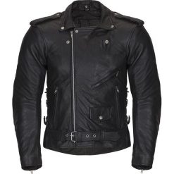 Kurtki męskie bomber: W-TEC Męska skórzana kurtka motocyklowa NF-1127 czarna r. XXL (13634)