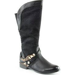 Buty zimowe damskie: Kozaki w kolorze czarnym
