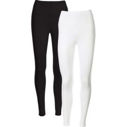 Legginsy ze stretchem (2 pary w opak.) bonprix biały + czarny. Białe legginsy marki bonprix, z gumy. Za 69,98 zł.