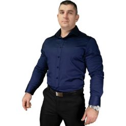 Granatowa Koszula Męska -ATLETO- z Długim Rękawem, Umięśniony, Silnie Zbudowany, Siłownia, CrossFit KSDWATLETOPR6gran. Niebieskie koszule męskie Atleto, s, bez wzorów, z elastanu, eleganckie, z włoskim kołnierzykiem, z długim rękawem. Za 269,00 zł.