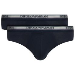 Komplet 2 par slipów Emporio Armani Underwear 111733 9A598 27435. Niebieskie slipy męskie Emporio Armani Underwear, m, bez wzorów, z elastanu. W wyprzedaży za 139,00 zł.