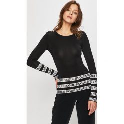 Guess Jeans - Sweter. Czarne swetry damskie Guess Jeans, s, z aplikacjami, z elastanu, bez rękawów, bez kaptura. W wyprzedaży za 369,90 zł.