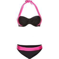 Stroje dwuczęściowe damskie: Bikini na fiszbinach bonprix czarno-różowy