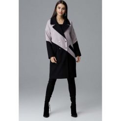 Czarno Beżowy Dwukolorowy Płaszcz Dwurzędowy. Brązowe kurtki damskie FIGL, s, bez wzorów, z poliesteru, bez kaptura. Za 299,90 zł.