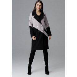 Czarno Beżowy Dwukolorowy Płaszcz Dwurzędowy. Czarne kurtki damskie Molly.pl, s, bez wzorów, klasyczne, długie, bez kaptura. Za 299,90 zł.