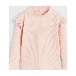 Mango Kids - Longsleeve dziecięcy Canelle 80-104 cm. Szare bluzki dziewczęce Mango Kids, bez wzorów, z bawełny, z golfem, z długim rękawem, długie, bez kaptura. Za 45,90 zł.
