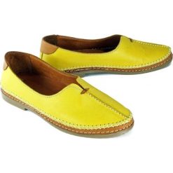 MANITU 840808-6 gelb, półbuty/mokasyny damskie. Mokasyny damskie Manitu, bez wzorów, ze skóry, bez obcasa, bez zapięcia. Za 246,90 zł.