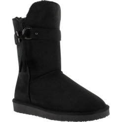 Kozaki zimowe "Crawford" w kolorze czarnym. Czarne kowbojki damskie Island Boot, z materiału, na platformie. W wyprzedaży za 165,95 zł.