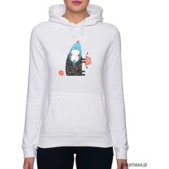 Bluza damska z owieczką. Szare bluzy rozpinane damskie Pakamera, z nadrukiem, z kapturem. Za 119,00 zł.