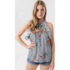 Granatowa Bluzka Coromilia. Niebieskie bluzki damskie Born2be, xl, bez wzorów, bez kołnierzyka, bez rękawów. W wyprzedaży za 49,99 zł.