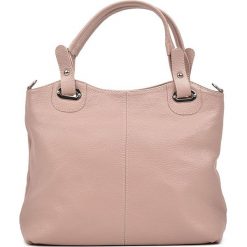 Torebki klasyczne damskie: Skórzana torebka w kolorze jasnoróżowym – 39 x 28 x 13 cm