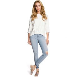 Ecru Bluza Nietoperzowa z Gumką na Dole. Szare bluzki damskie marki Molly.pl, s, bez wzorów, z dzianiny, z krótkim rękawem, krótkie, bez kaptura. Za 94,90 zł.
