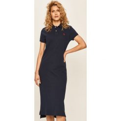 Polo Ralph Lauren - Sukienka. Niebieskie sukienki damskie Polo Ralph Lauren, na co dzień, s, bez wzorów, z bawełny, casualowe, polo, z krótkim rękawem, krótkie, midi, proste. W wyprzedaży za 539,90 zł.