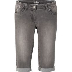 Dżinsy rybaczki z wywiniętymi nogawkami bonprix szary denim. Szare spodnie dziewczęce bonprix, na lato, bez wzorów, z denimu. Za 69,99 zł.