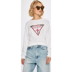 Guess Jeans - Bluza. Szare bluzy rozpinane damskie Guess Jeans, l, z aplikacjami, z bawełny, bez kaptura. Za 369,90 zł.