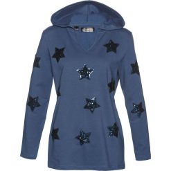 Bluza w gwiazdy bonprix indygo. Niebieskie bluzy damskie bonprix, z aplikacjami, bez rękawów, bez kaptura. Za 129,99 zł.