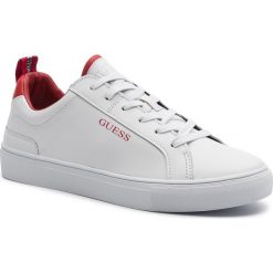 Sneakersy GUESS - FM7LUI LEA12 WHIRE. Białe sneakersy męskie Guess, na co dzień, z aplikacjami, ze skóry, bez zapięcia. Za 399,00 zł.