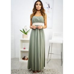 Sukienka Valentina Maxi Kolor Khaki ONESIZE. Czarne sukienki damskie LIGARI, uniwersalny, w paski, z bawełny, bez kołnierzyka, bez rękawów, maxi. Za 125,00 zł.