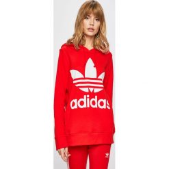Adidas Originals - Bluza. Czerwone bluzy damskie z kieszeniami marki adidas Originals, z nadrukiem, z elastanu, z kapturem. Za 249,90 zł.