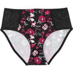 Figi maxi bonprix czarny z nadrukiem. Czarne majtki damskie bonprix, z nadrukiem, z koronki. Za 27,99 zł.