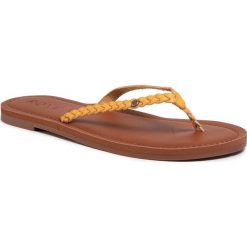 Japonki ROXY - ARJL200619 MU0. Żółte klapki damskie Roxy, bez wzorów, ze skóry ekologicznej, bez obcasa, na obcasie. Za 129,00 zł.