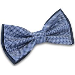 Niebieska Mucha z Białą Poszetką -CHATTIER- Męska, Melanż MUCH0213. Niebieskie muszki męskie Chattier, w paski, eleganckie. Za 44,00 zł.