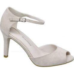 Sandały peep toe Graceland beżowe. Brązowe czółenka damskie marki Graceland, ze skóry, z otwartym noskiem, na obcasie. Za 89,90 zł.