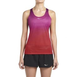 Koszulka do biegania damska SAUCONY ENDORPHIN SINGLET / SAW800094-VA - ENDORPHIN SINGLET. Różowe bralety marki Saucony, na ramiączkach, do biegania. Za 89,99 zł.