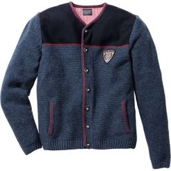 Sweter rozpinany w ludowym stylu Regular Fit bonprix ciemnoniebieski melanż. Niebieskie swetry klasyczne męskie marki bonprix, m, melanż, z dzianiny, klasyczne, z klasycznym kołnierzykiem. Za 79,99 zł.