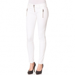 Dżinsy - Skinny fit - w kolorze białym. Białe rurki damskie Replay, w paski. W wyprzedaży za 260,95 zł.