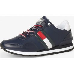 Tommy Jeans - Męskie tenisówki ze skóry, niebieski. Niebieskie trampki męskie Tommy Jeans, bez wzorów, z jeansu, eleganckie, bez zapięcia. Za 449,95 zł.