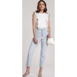 Jasnoniebieskie Jeansy Mom Fit Shelure. Niebieskie jeansy damskie Renee, bez wzorów, z jeansu. Za 119,99 zł.
