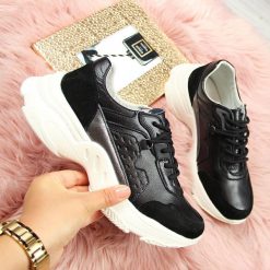 Sneakersy skórzane na platformie czarne Vinceza - czarny. Czarne buty sportowe damskie Vinceza. Za 113,99 zł.