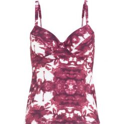 Top plażowy tankini bonprix lila-kremowy. Fioletowe stroje kąpielowe damskie bonprix, bez wzorów, bez kołnierzyka. Za 54,99 zł.
